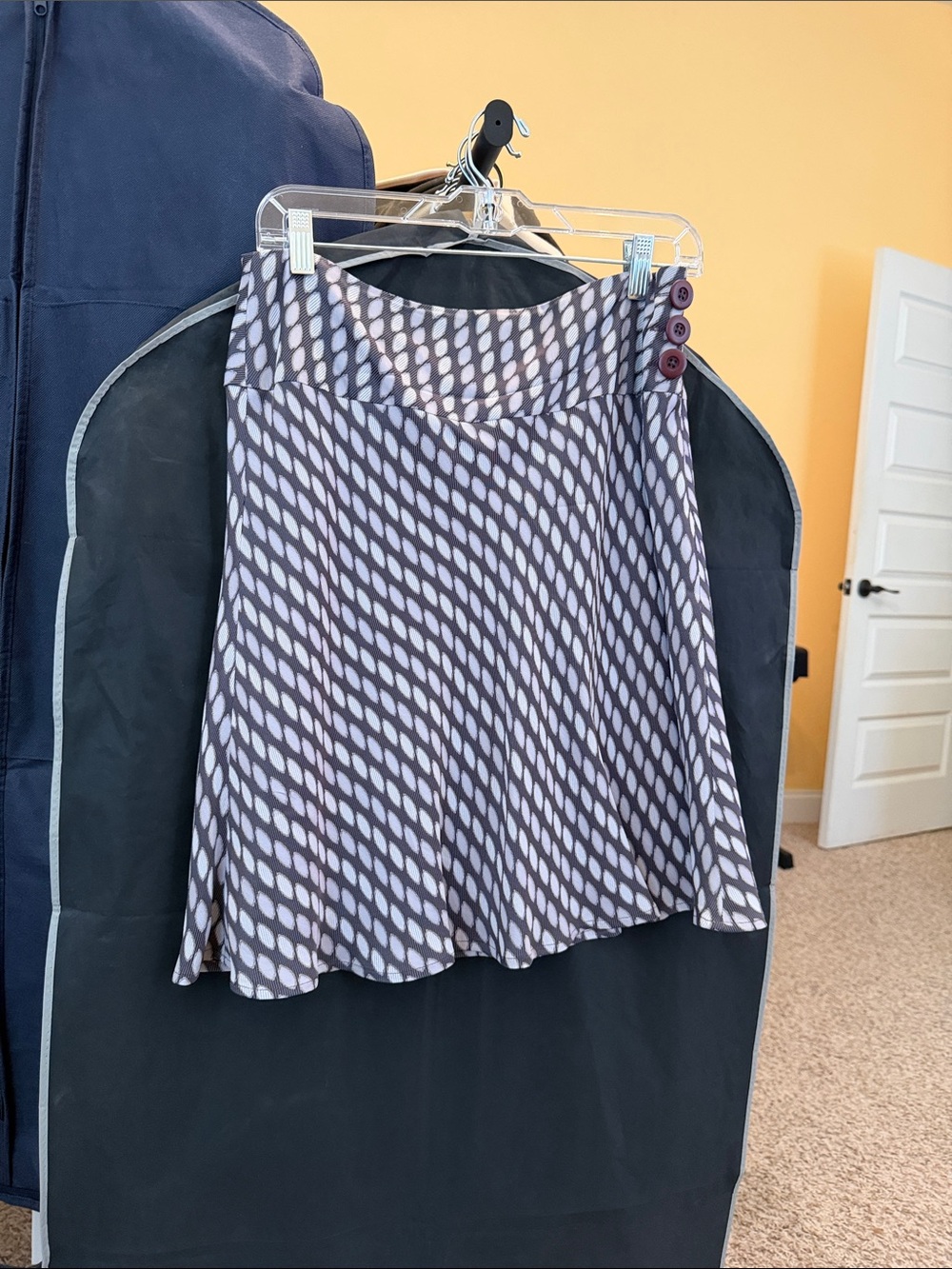 LOFT Purple Geometric A-Line Skirt with Side Buttons